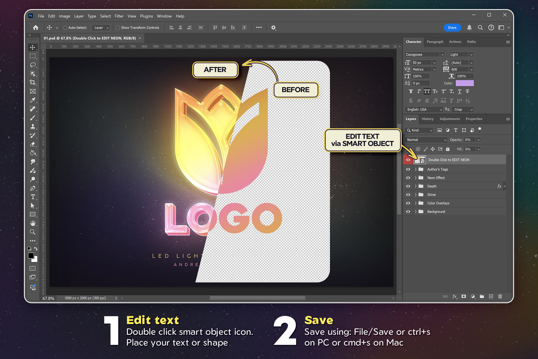 LED Logo Photoshop Mockup 2