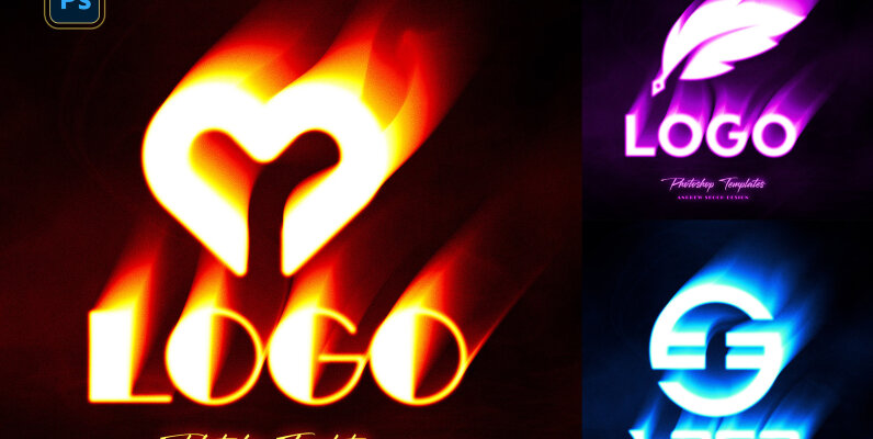 Flaming Logo Photoshop Mockup