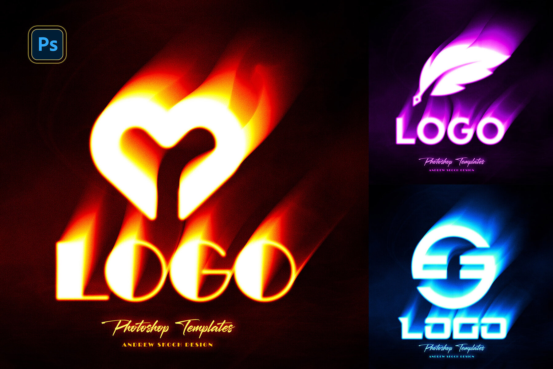 Flaming Logo Photoshop Mockup 1