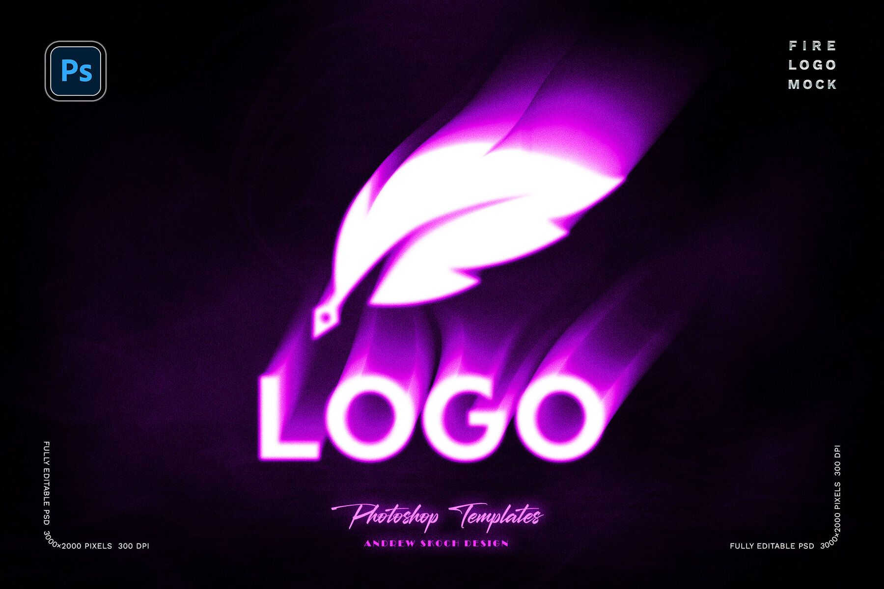 Flaming Logo Photoshop Mockup 3