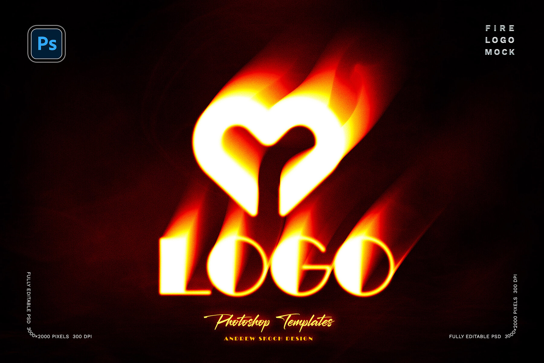Flaming Logo Photoshop Mockup 5