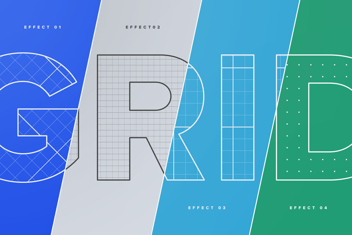 Wireframe Type Blueprint Text Effects 3