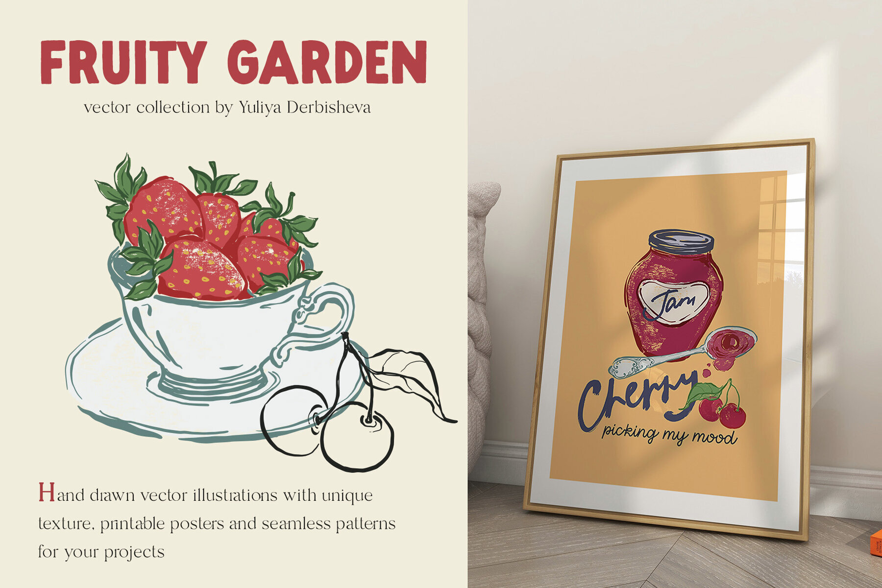 Fruity garden a hand drawn vector fruits and berries 2