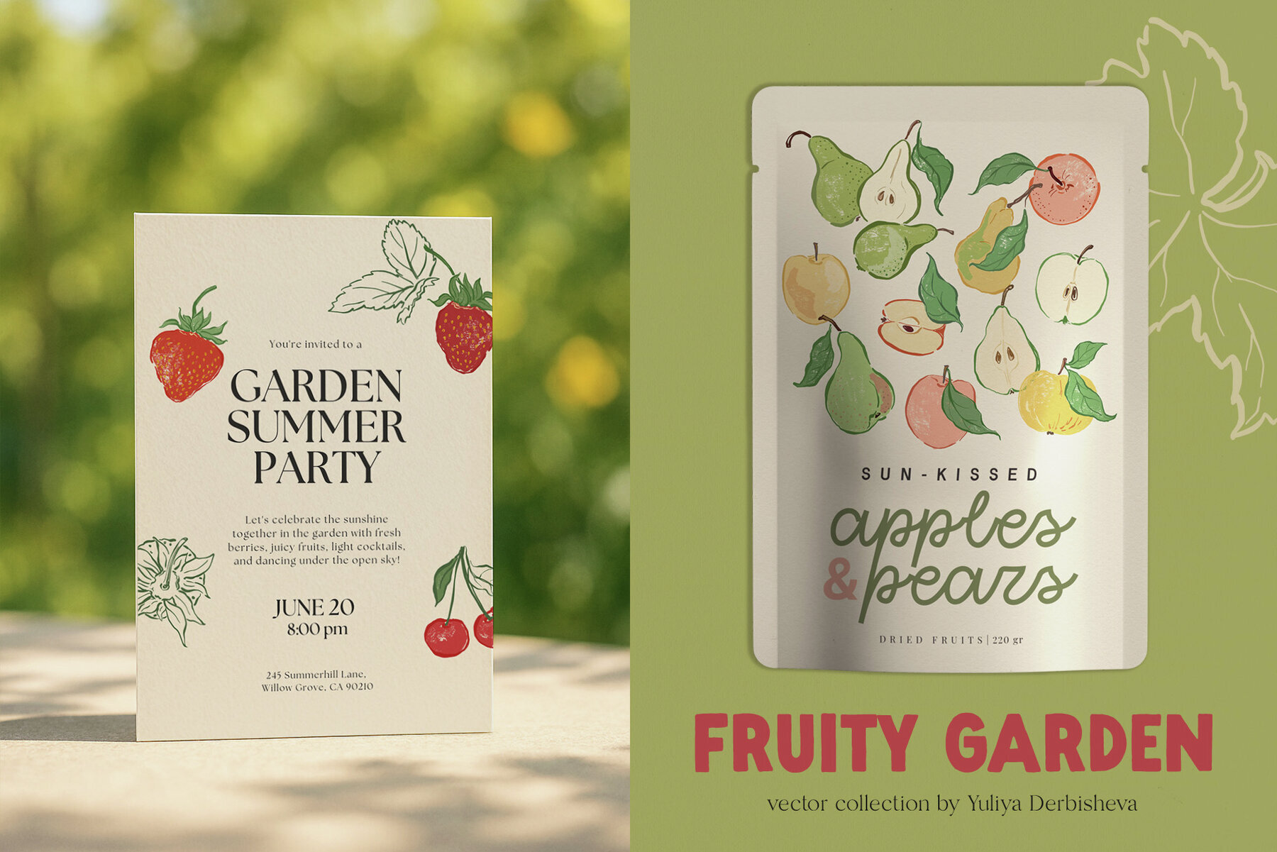 Fruity garden a hand drawn vector fruits and berries 3