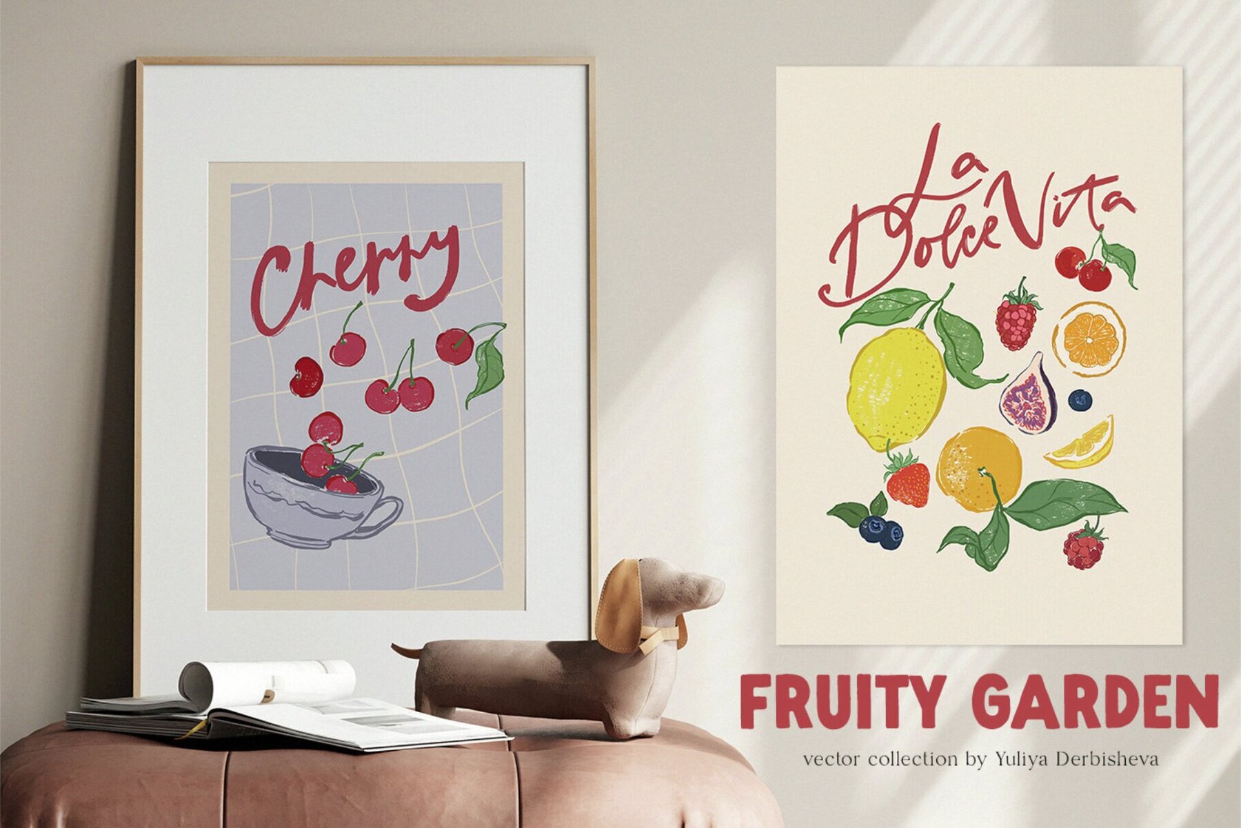 Fruity garden a hand drawn vector fruits and berries 4