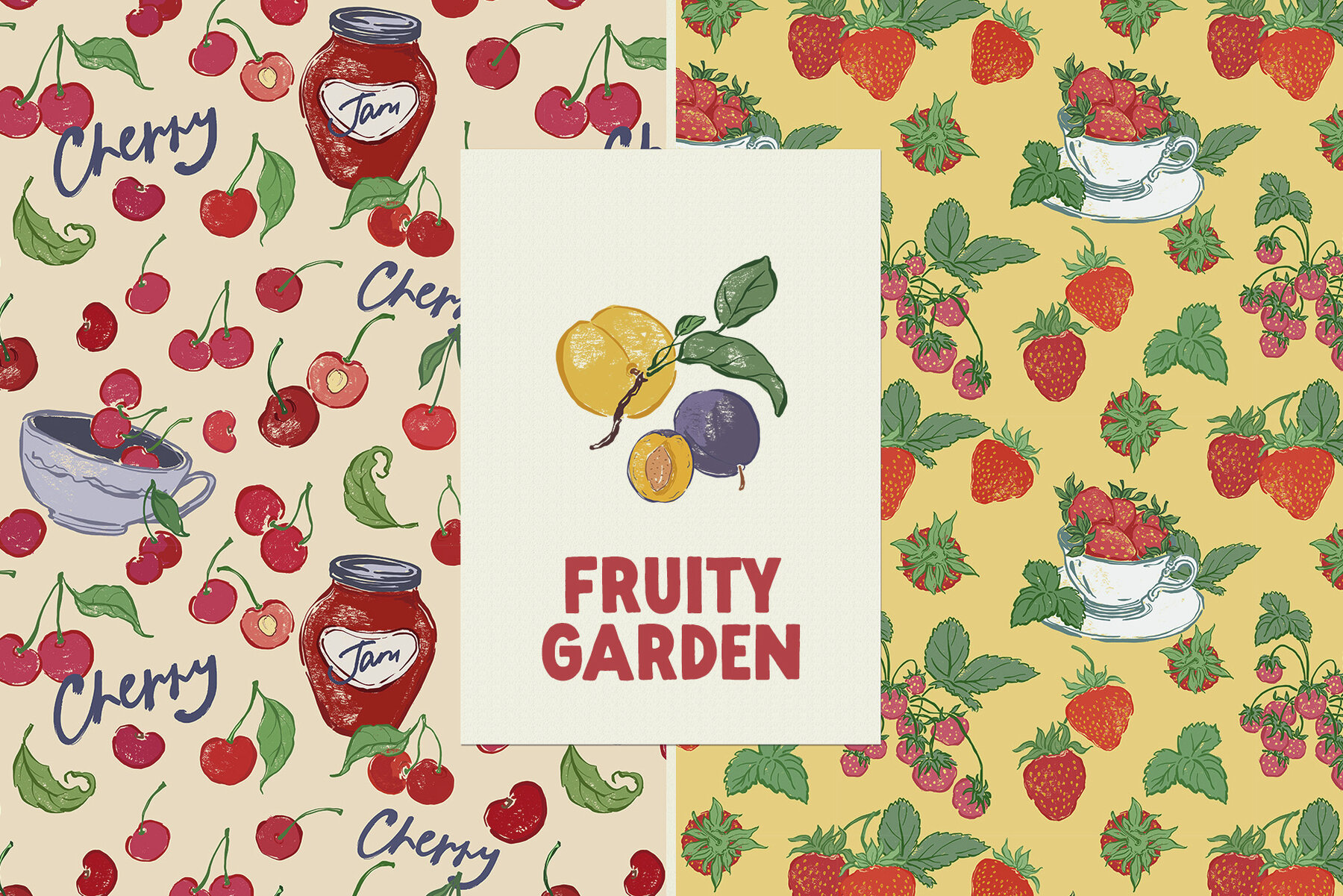 Fruity garden a hand drawn vector fruits and berries 6