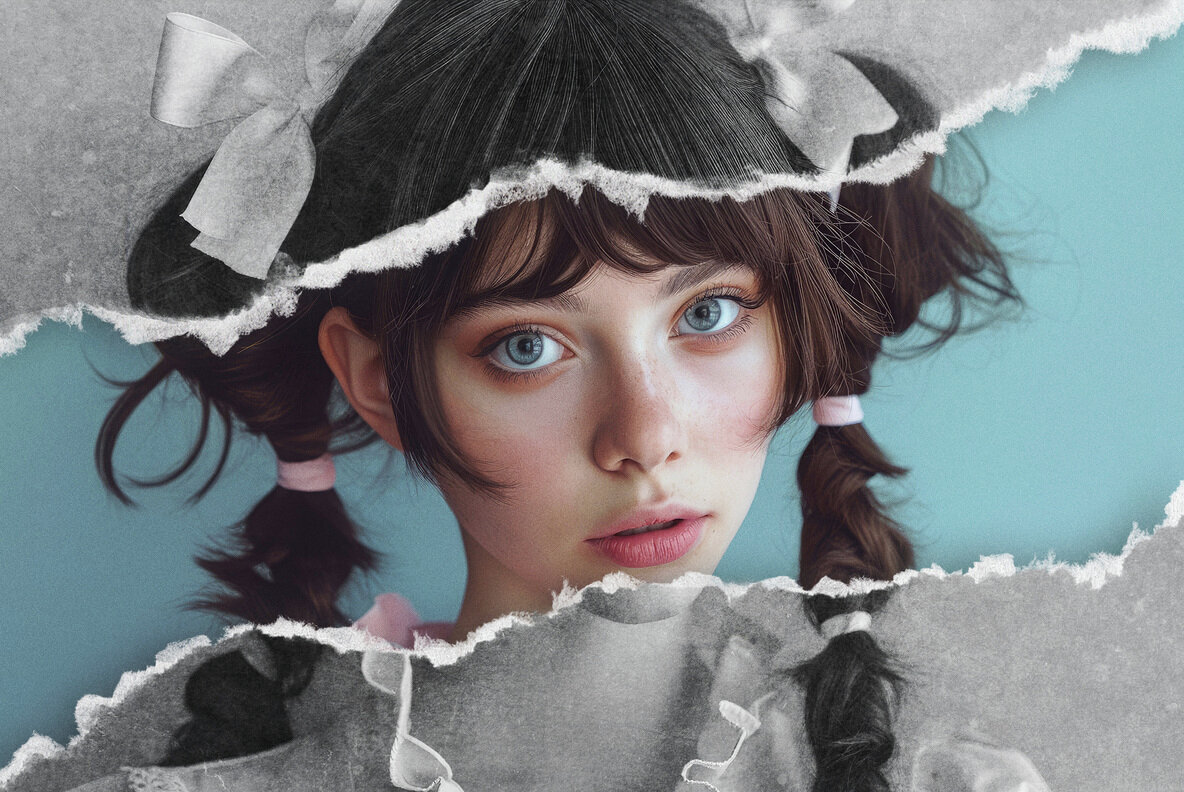 Ripped Paper Photo Effect Template 3