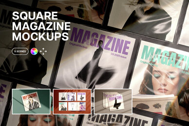 Square Magazine Mockups Set