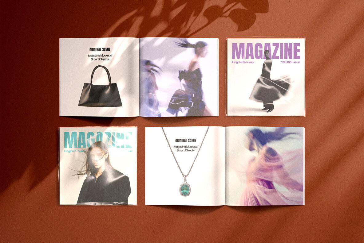Square Magazine Mockups Set 3