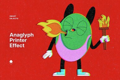 Retro Anaglyph Printer Design Template