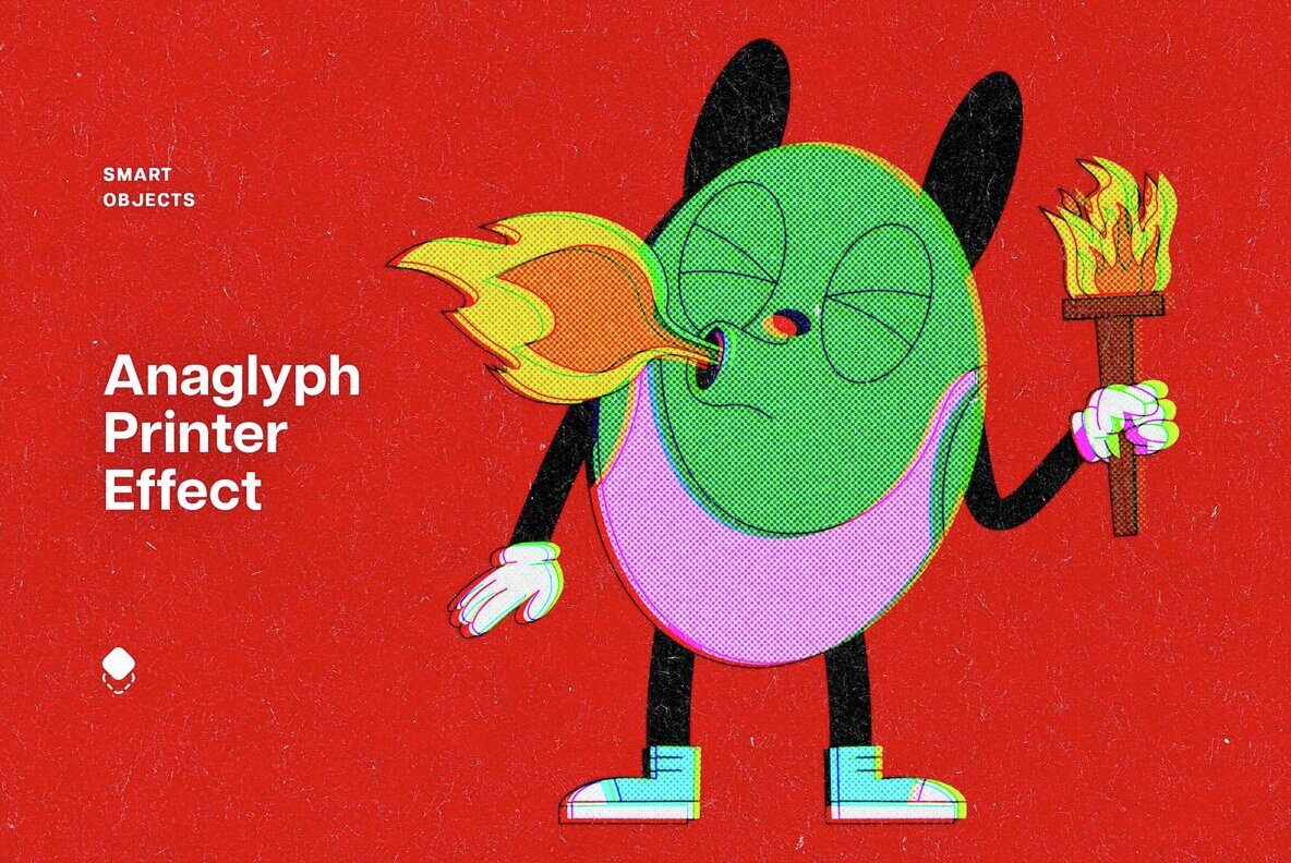 Retro Anaglyph Printer Design Template 1