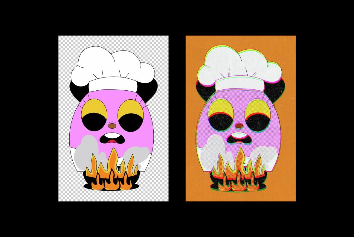 Retro Anaglyph Printer Design Template 4