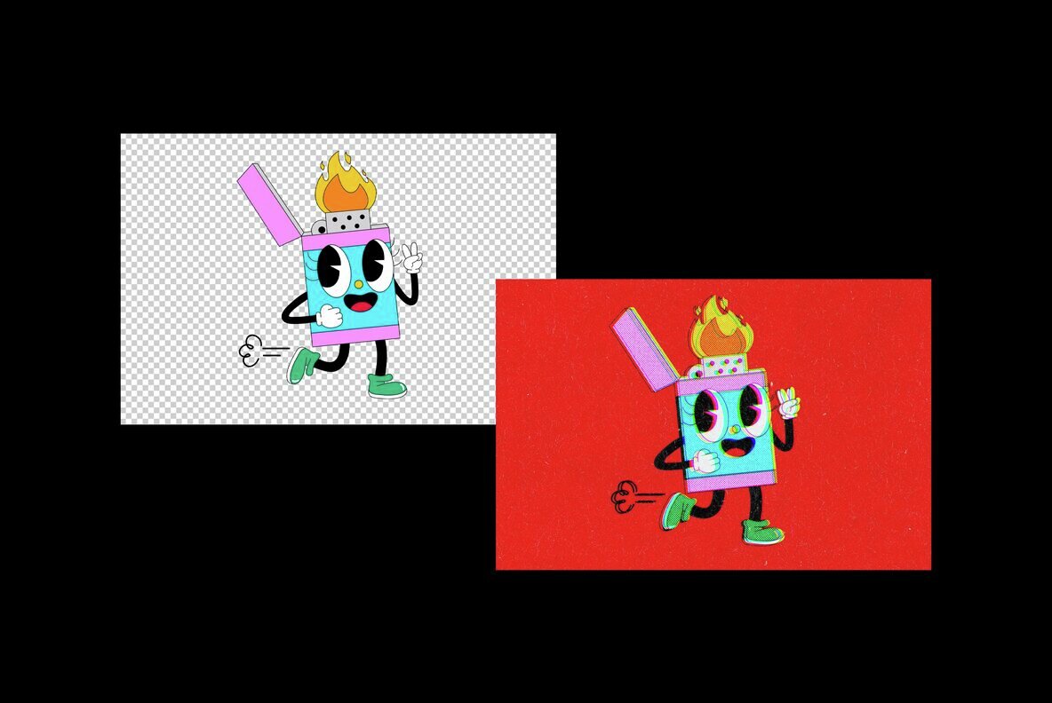 Retro Anaglyph Printer Design Template 5