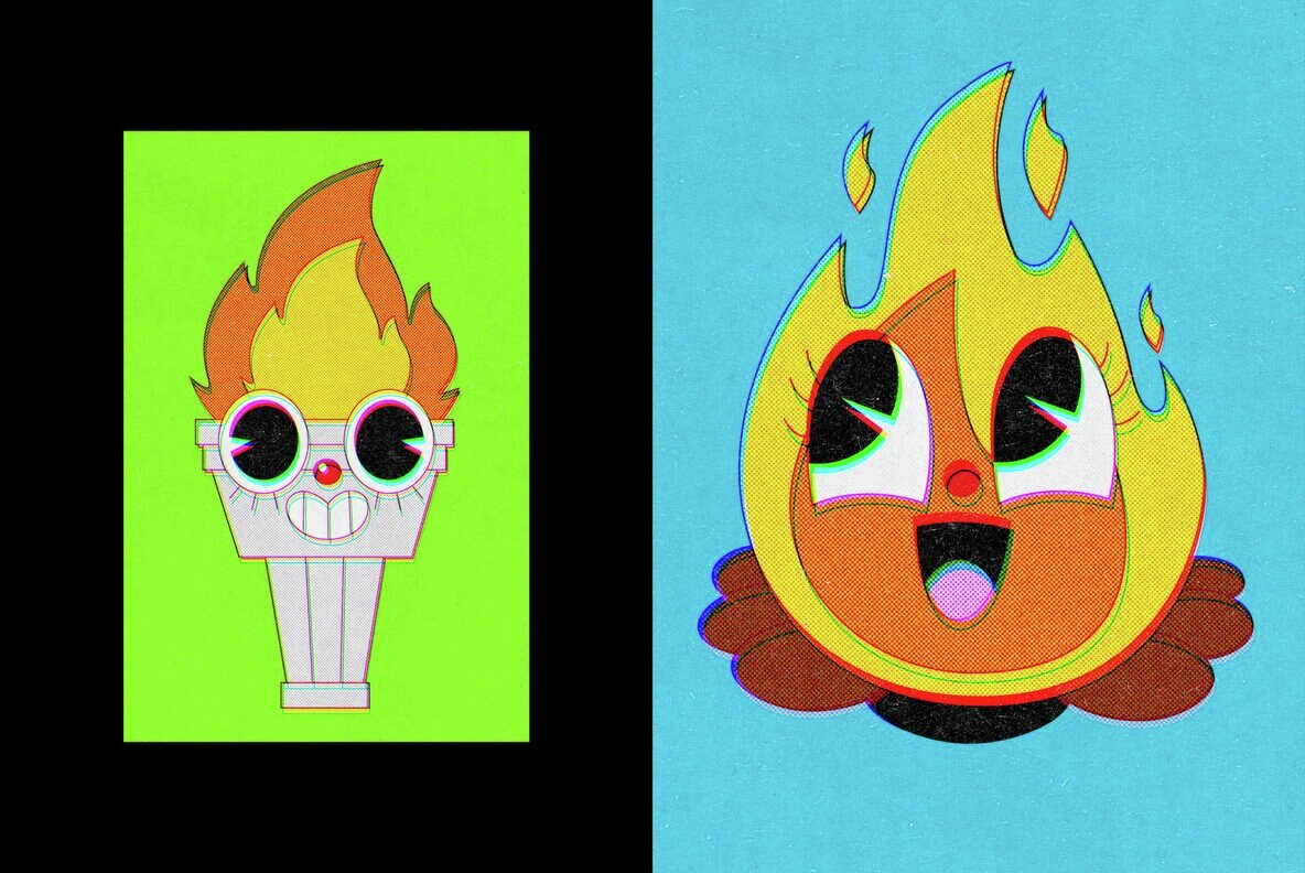 Retro Anaglyph Printer Design Template 6