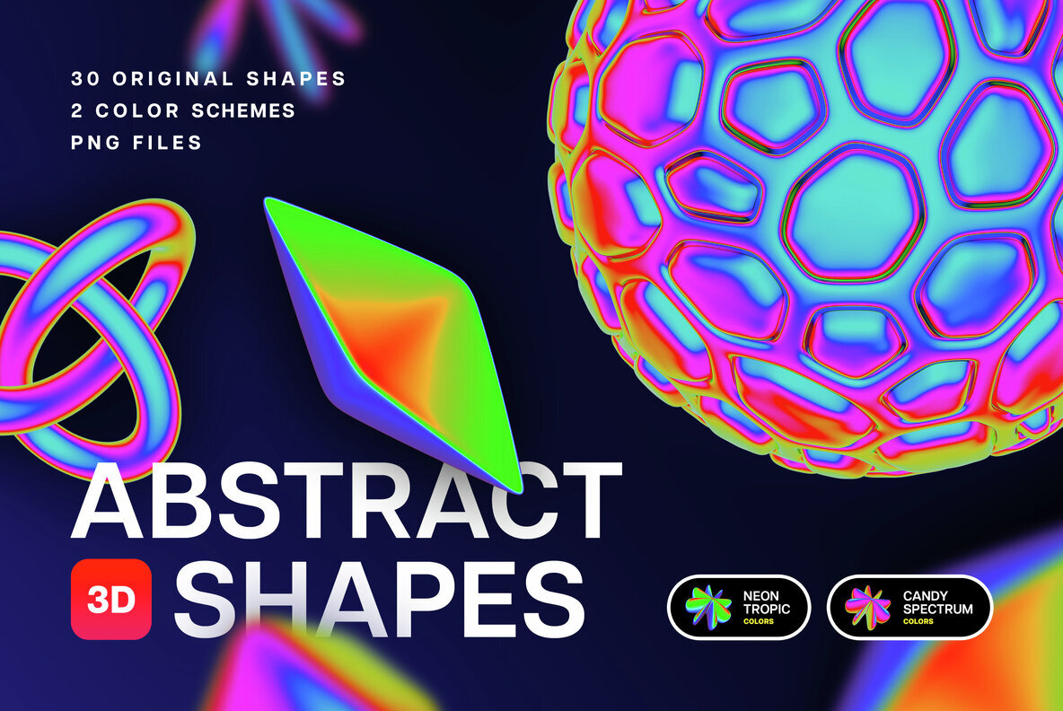 Iridescent Abstract 3D Objects 1