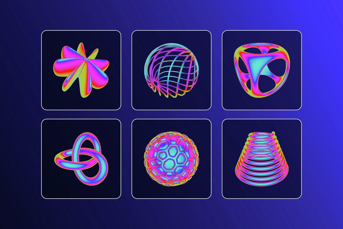 Iridescent Abstract 3D Objects 2