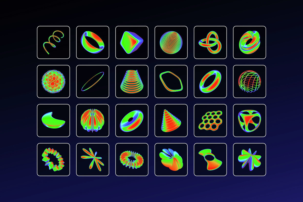 Iridescent Abstract 3D Objects 6