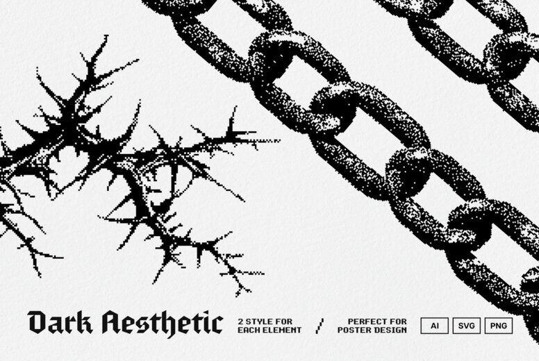 Dark Aesthetic Dithering Graphic Pack Vol.5 Objects - YouWorkForThem
