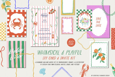 Whimsical Illustration and Frames Card Creator Kit