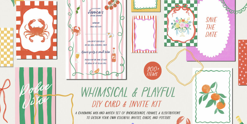 Whimsical Illustration and Frames Card Creator Kit