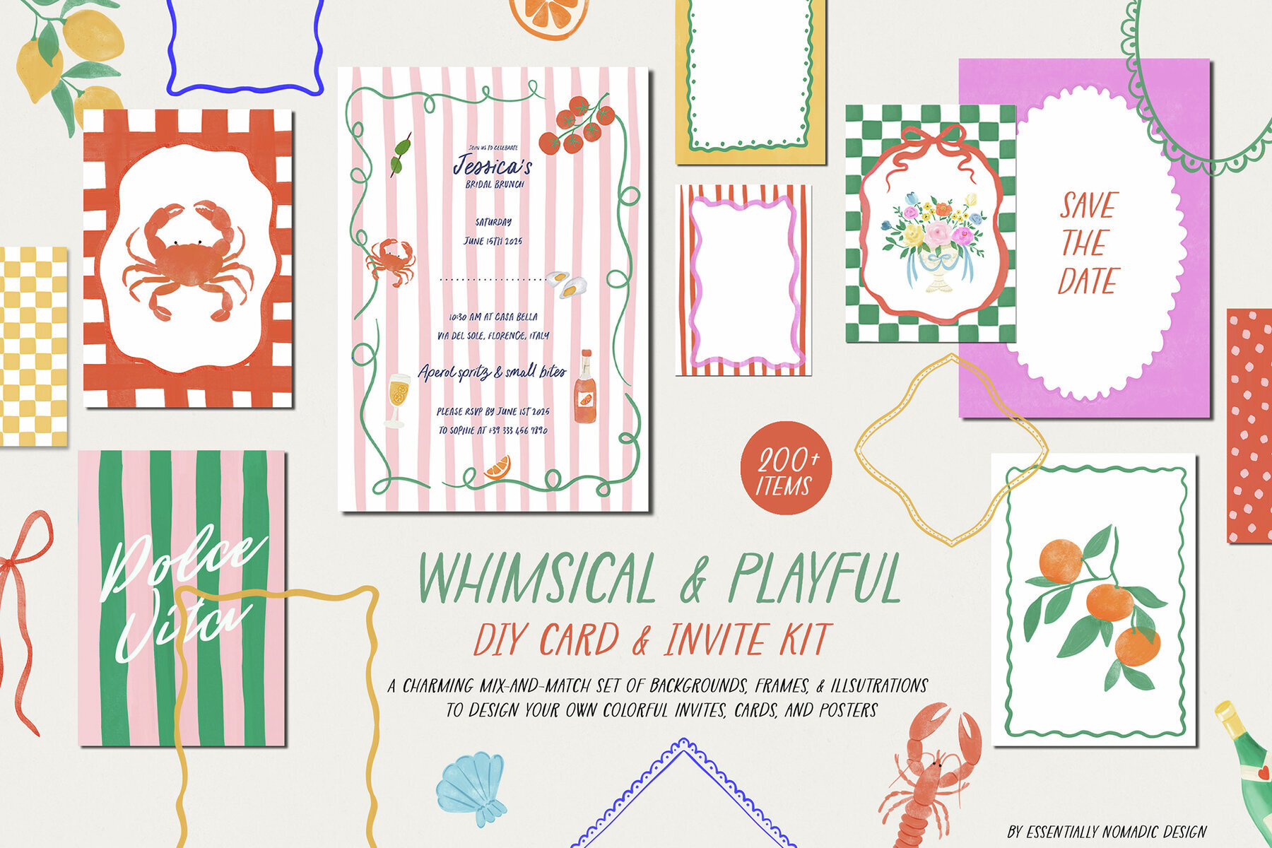 Whimsical Illustration and Frames Card Creator Kit 1