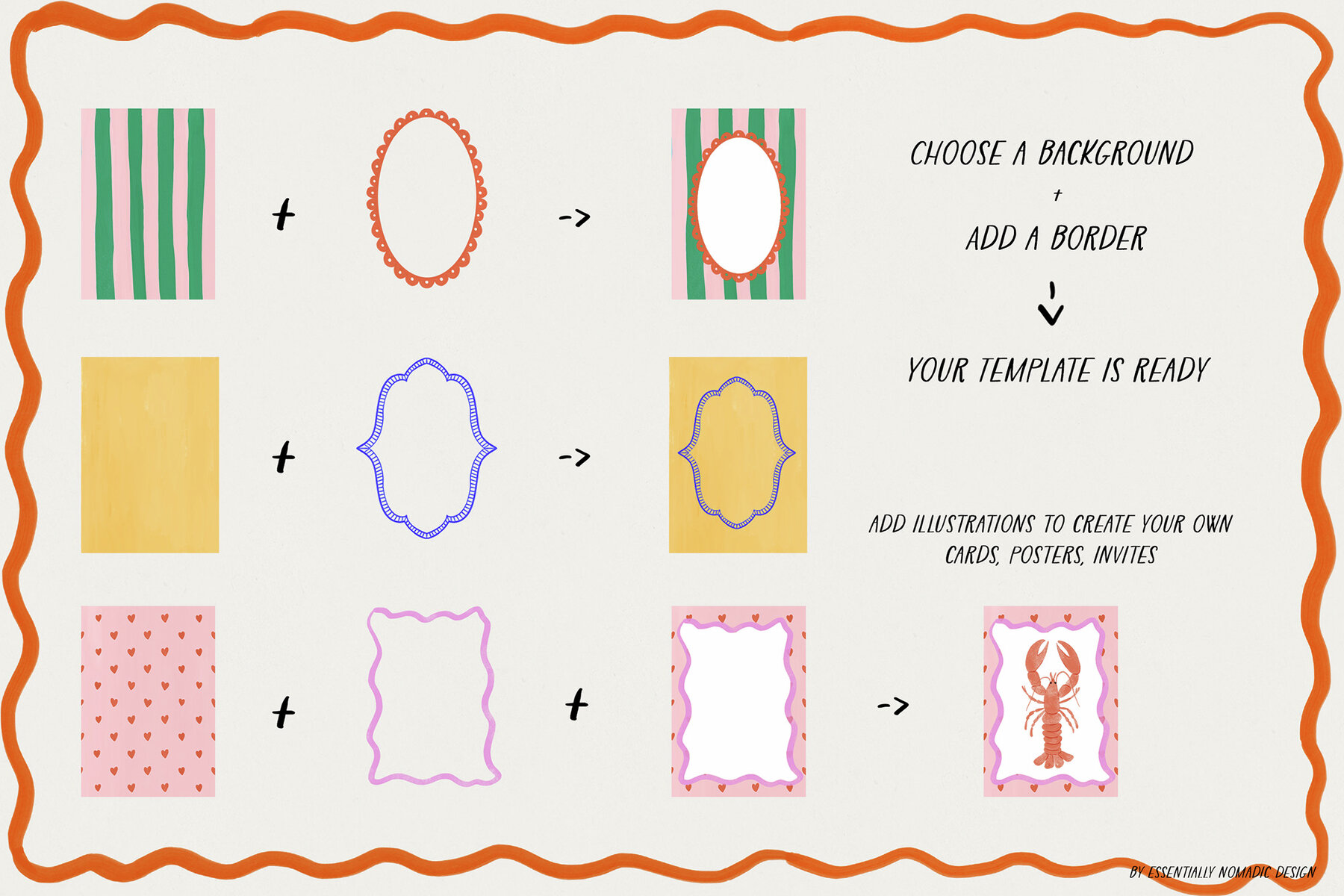 Whimsical Illustration and Frames Card Creator Kit 4