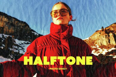 Vintage Halftone Paper Photo Template