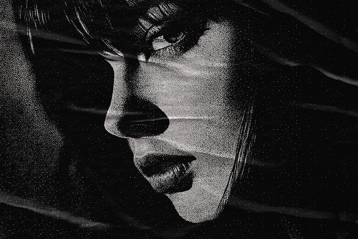 Glued Paper Noir Halftone Effect 3