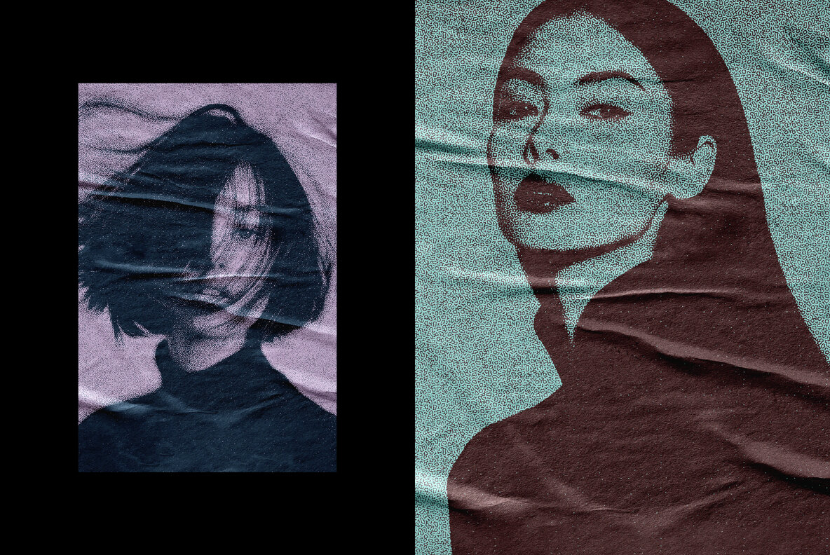 Glued Paper Noir Halftone Effect 5