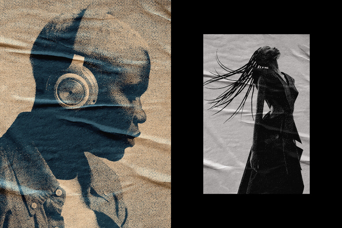 Glued Paper Noir Halftone Effect 6