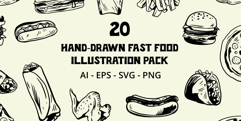 Hand Drawn Fast Food Illustration Graphic