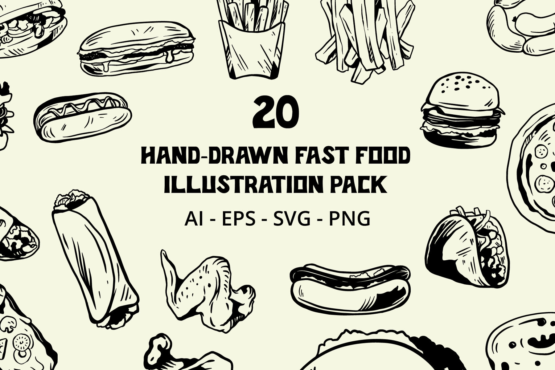 Hand Drawn Fast Food Illustration Graphic 1
