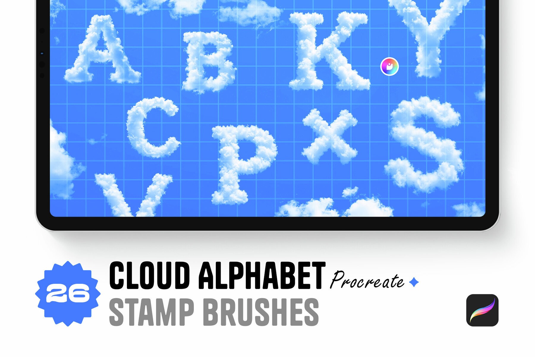 Cloud Alphabet Procreate Stamp Brushes 1