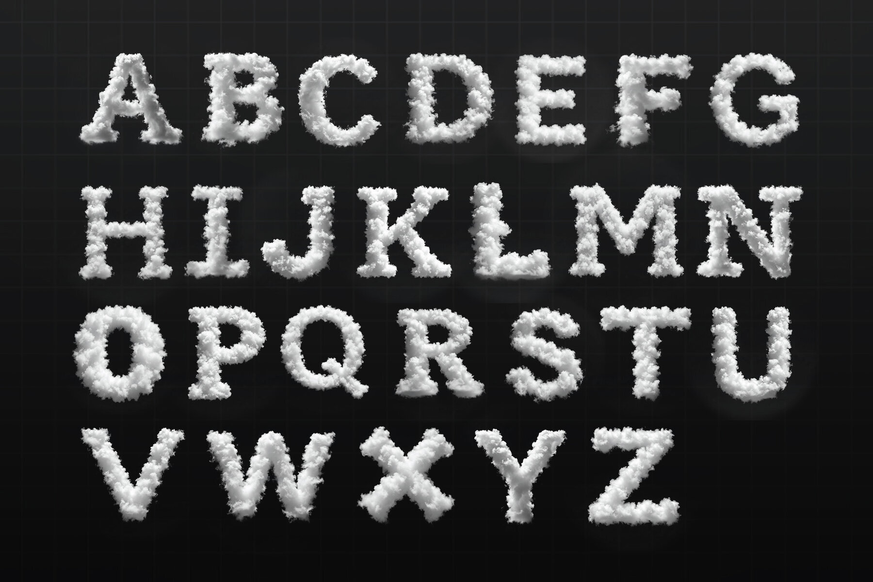 Cloud Alphabet Procreate Stamp Brushes 3