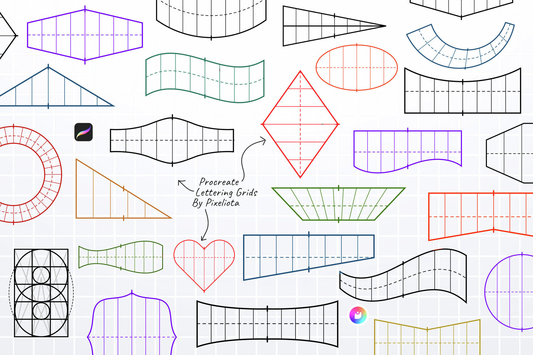 Lettering Grids   Procreate Stamp Brushes 3