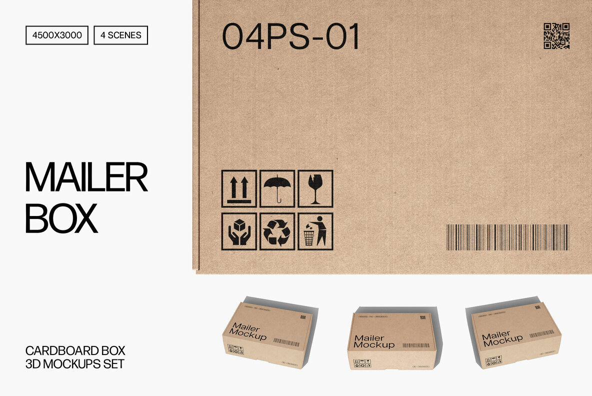 Mailer Box Mockups Set 1