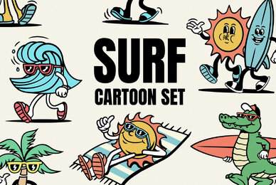 Surf Cartoon Set