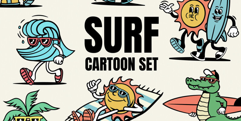 Surf Cartoon Set