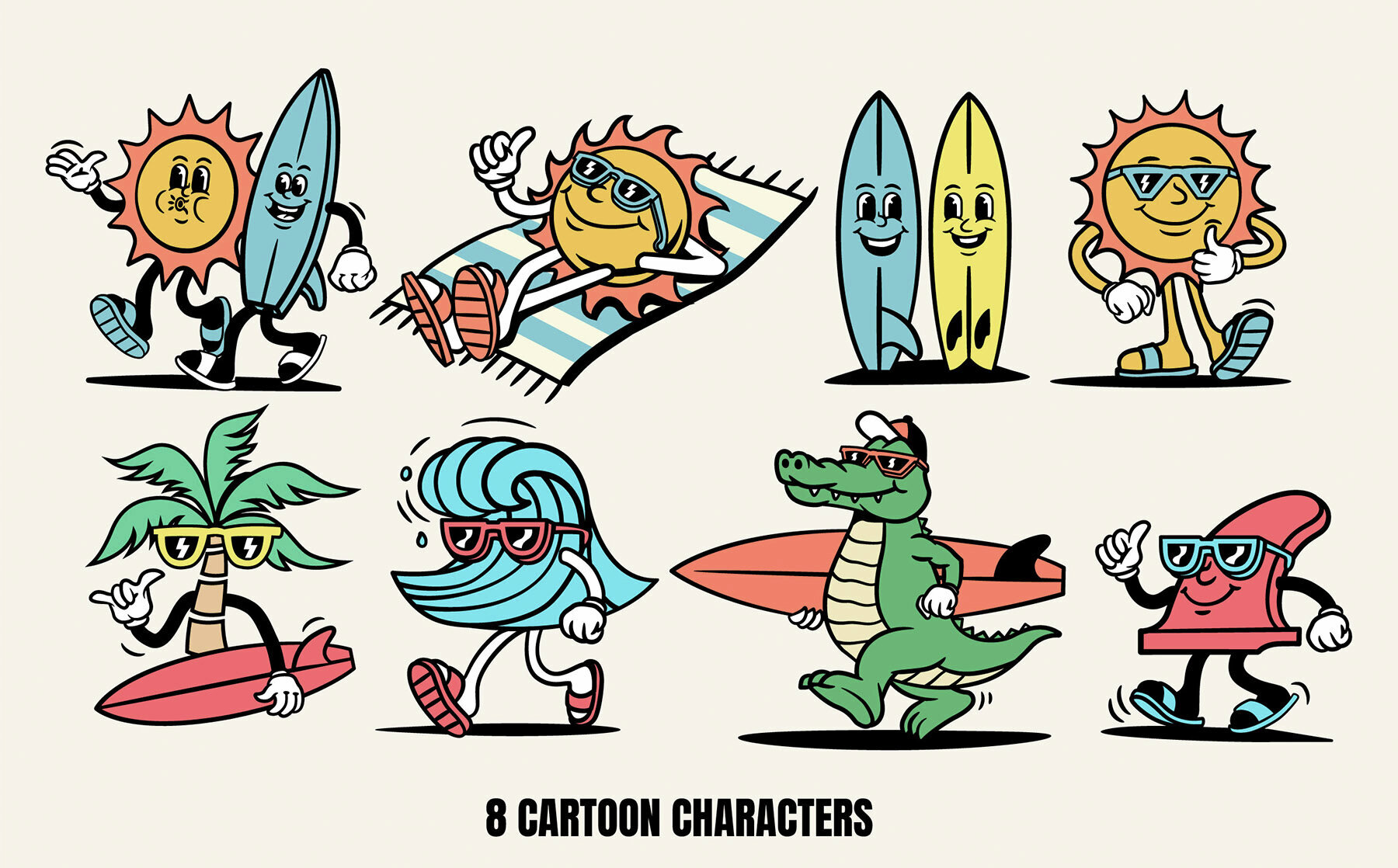 Surf Cartoon Set 2