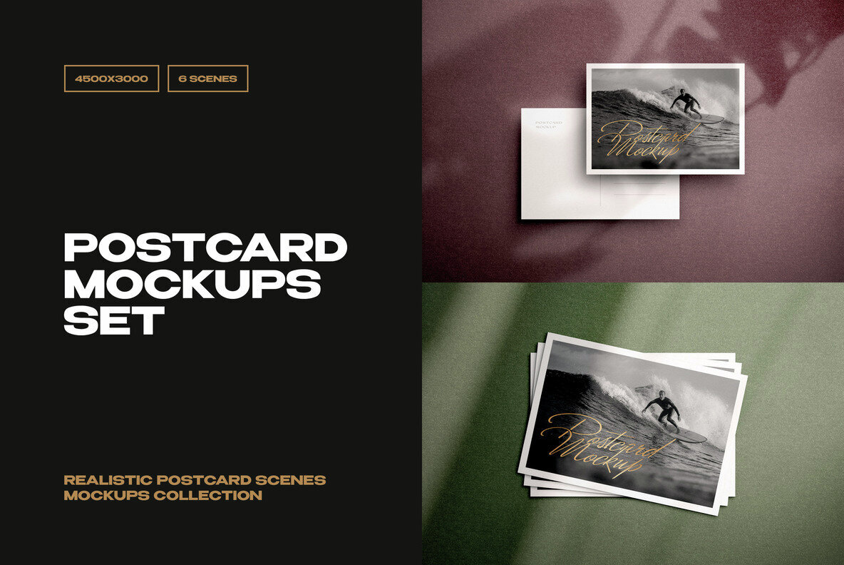 Realistic Postcard Mockup Scenes 1