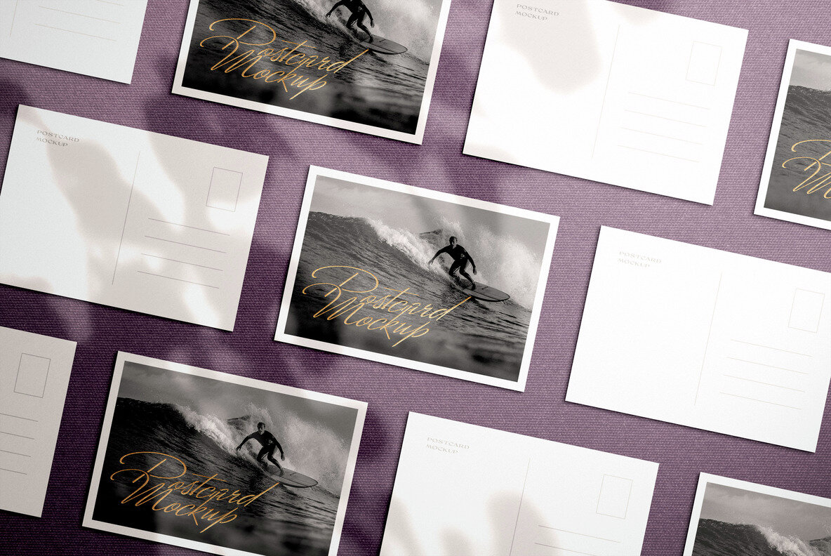 Realistic Postcard Mockup Scenes 4