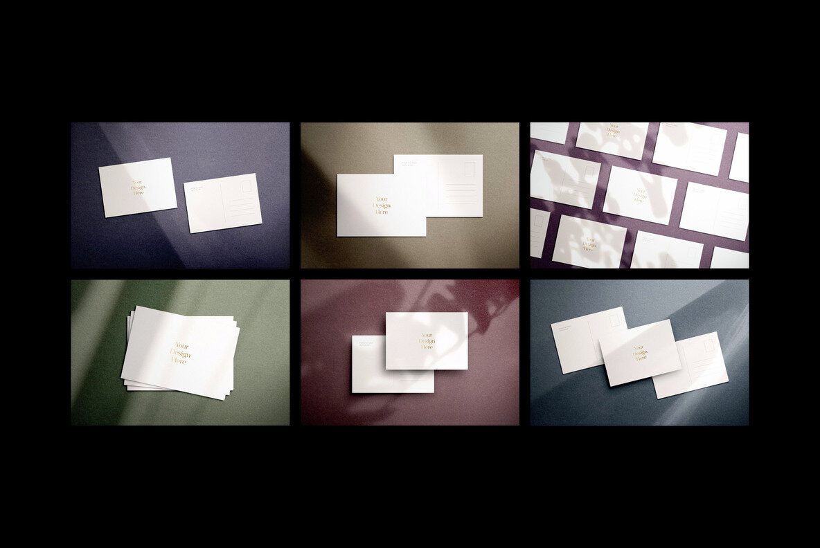 Realistic Postcard Mockup Scenes 5