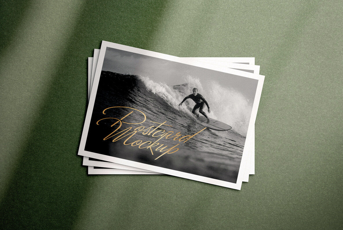 Realistic Postcard Mockup Scenes 7