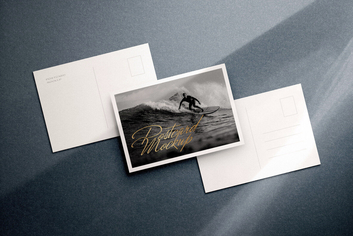 Realistic Postcard Mockup Scenes 8