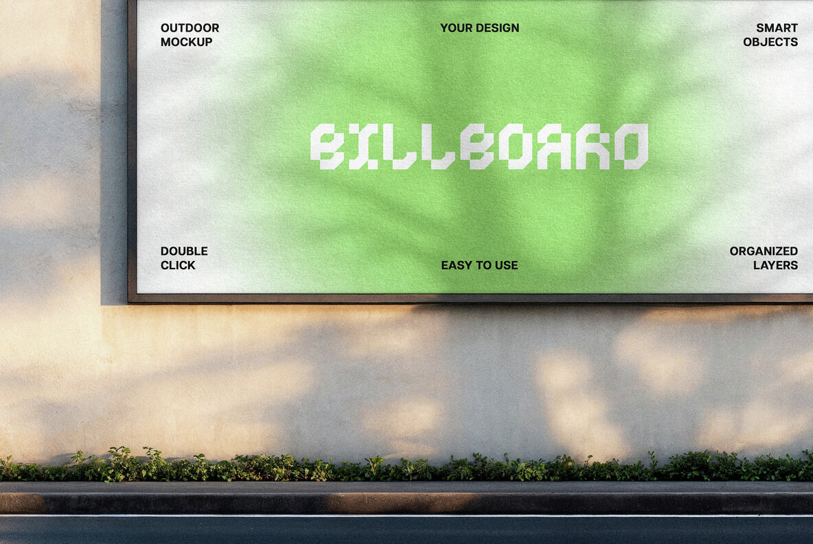 Outdoor Billboard Mockup with Shadow Overlay 3