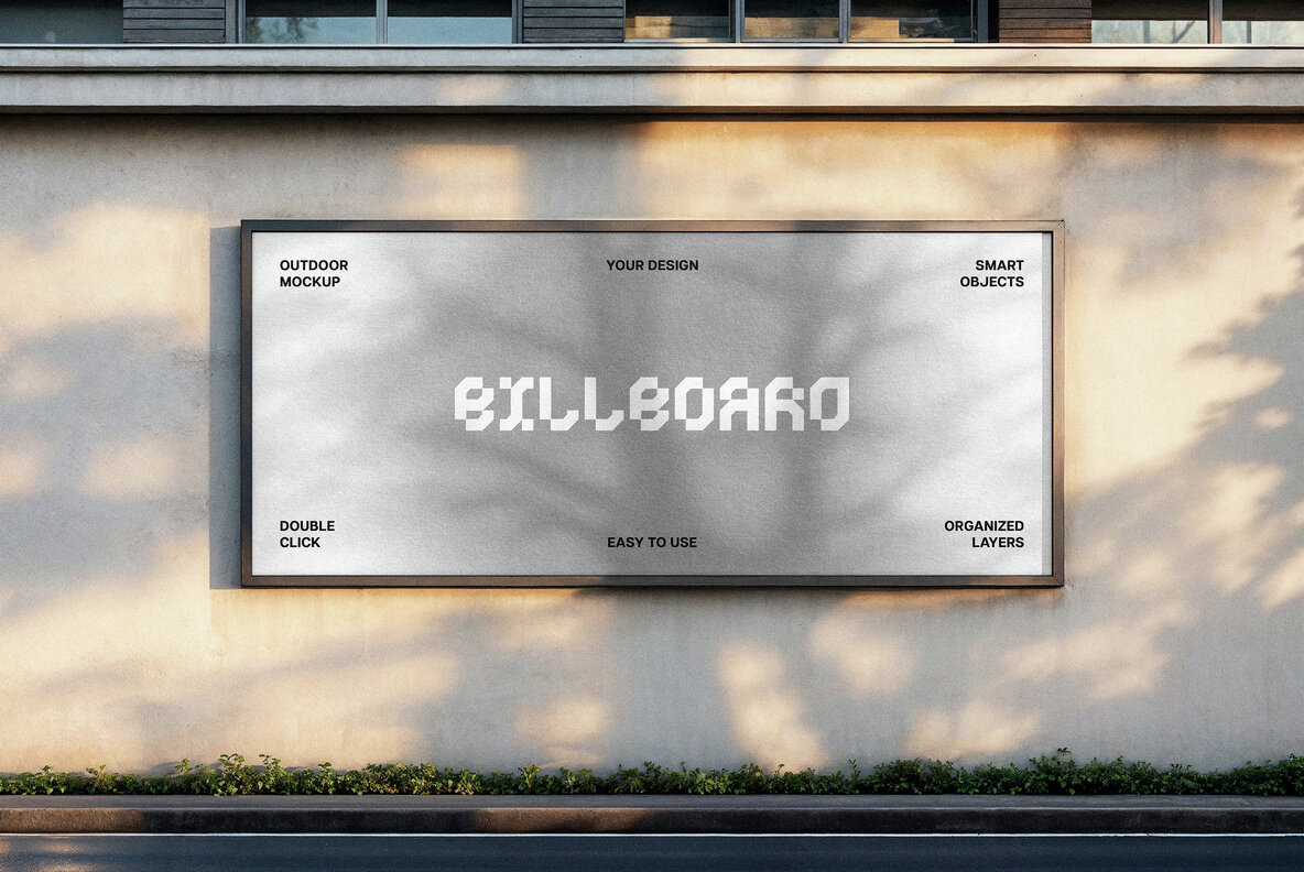 Outdoor Billboard Mockup with Shadow Overlay 4