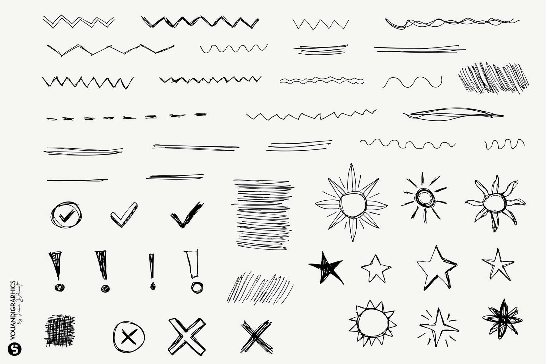 Analog Hand Drawn Elements Set 12