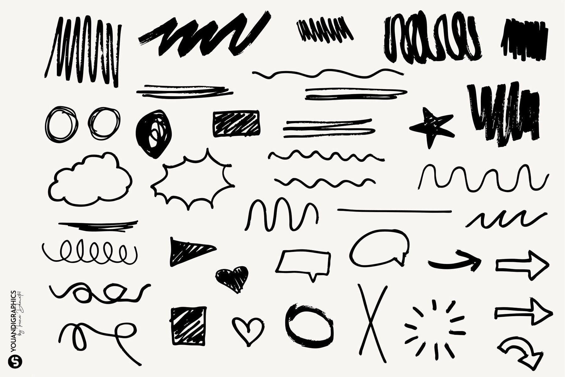 Analog Hand Drawn Elements Set 16