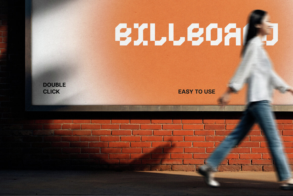 Brick Wall Billboard Mockup 3