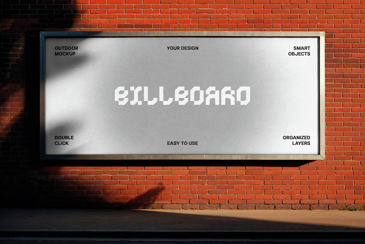 Brick Wall Billboard Mockup 4